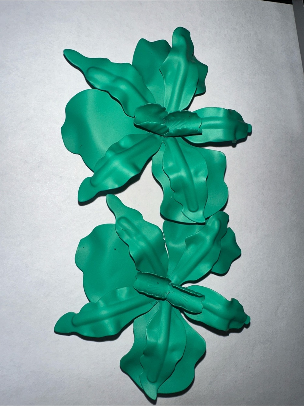 Green Floral Statement Hair Clip Pair